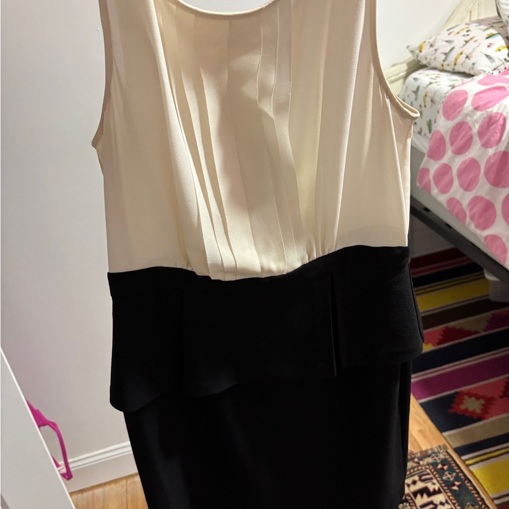 Bebe max & cleo peplum Black and Cream Sleeveless Dress